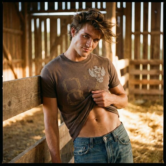 Aeropostale Other - Aeropostale Mens S/M Brown Distressed Graphic T Shirt Eagle Crest 87 Y2K Grunge